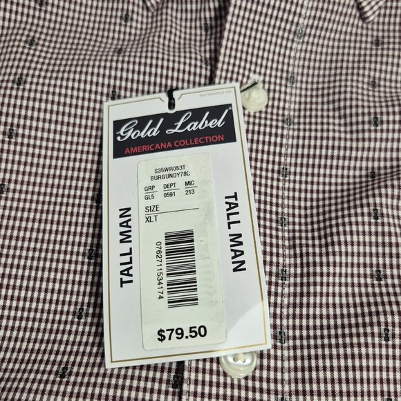 Roundtree & Yorke Gold Label Men's Shirt Size XLT Short SButton Up Burgundy (54) - Picture 7 of 10